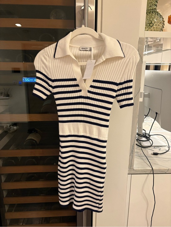 Sandro Dresses & Skirts - NWT Simkhai Navy & White Striped Knit Polo Dress